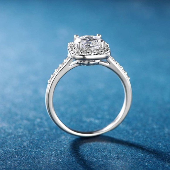 18K White Gold Plated Cubic Zirconia Promise Ring - Picture 5 of 7